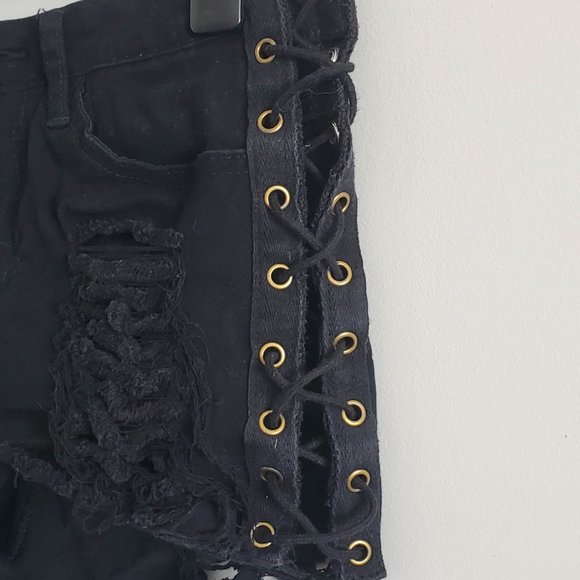 Lace up Distressed Festival Shorts - Picture 3 of 5